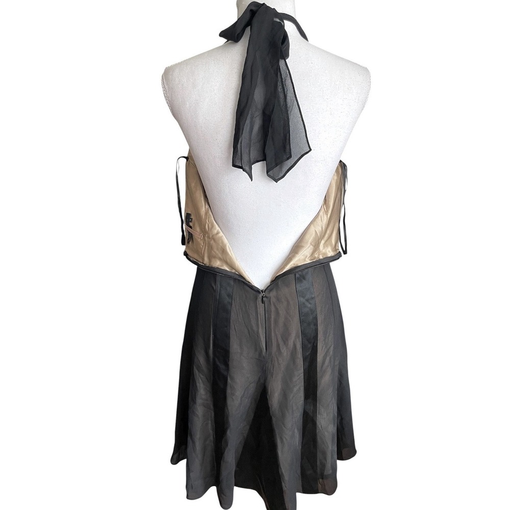 Y2K BCBG Maxazria 100% Silk Babydoll Halter Dress Whimsigoth 90s Minimalism Sz 4 - Picture 6 of 15